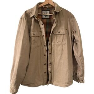 Gioberti Mens Tan Canvas Flannel Lined Workwear Shirt Jacket Medium‎